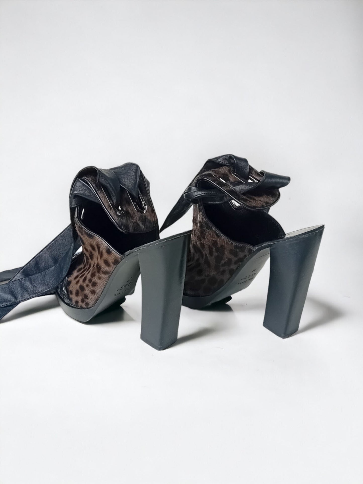 MaxMara Leopard Pony Hair Heel Sandals - Size 37 - 12cm - Platform 2cm