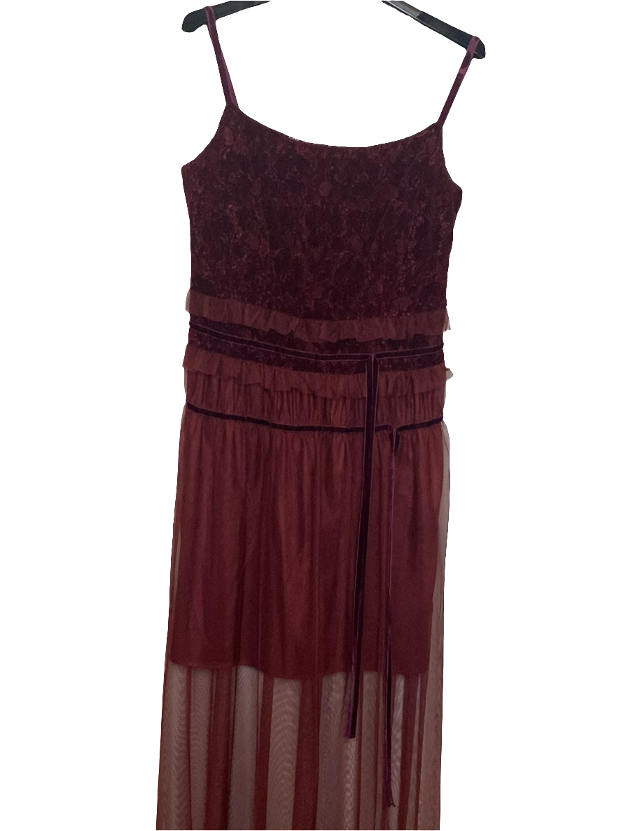 Sportmax 100% Viscose Burgundy Cocktail Dress - 160 cm Long - Size 44 IT