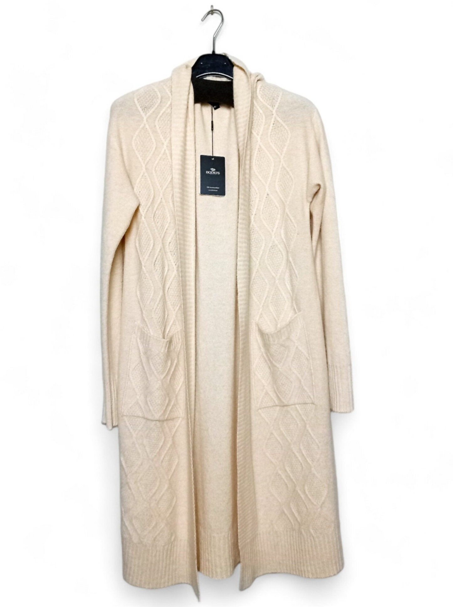 Elegant Cream Cashmere Long Cardigan - Size 48 & 50