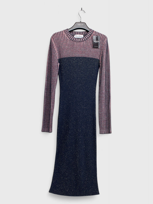 Jersey Dark Blue Pink Dress With Lurex IT Size 48