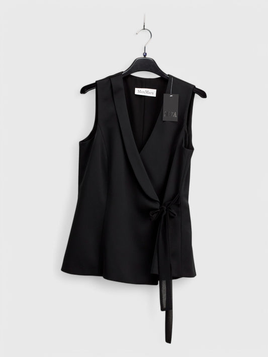 Black Satin Gillet - IT Size 46