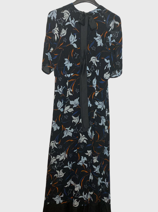 Sportmax 100% Viscose Floral Print Dress with Bow Detail - 150 cm Long - Size 44 IT