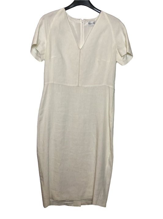 Max Mara 100% Linen White Dress - 110 cm Long - Size 42 IT