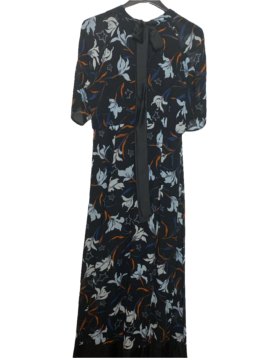 Sportmax 100% viszkóz virágmintás ruha masnival - 150 cm hosszú - 44-es méret IT