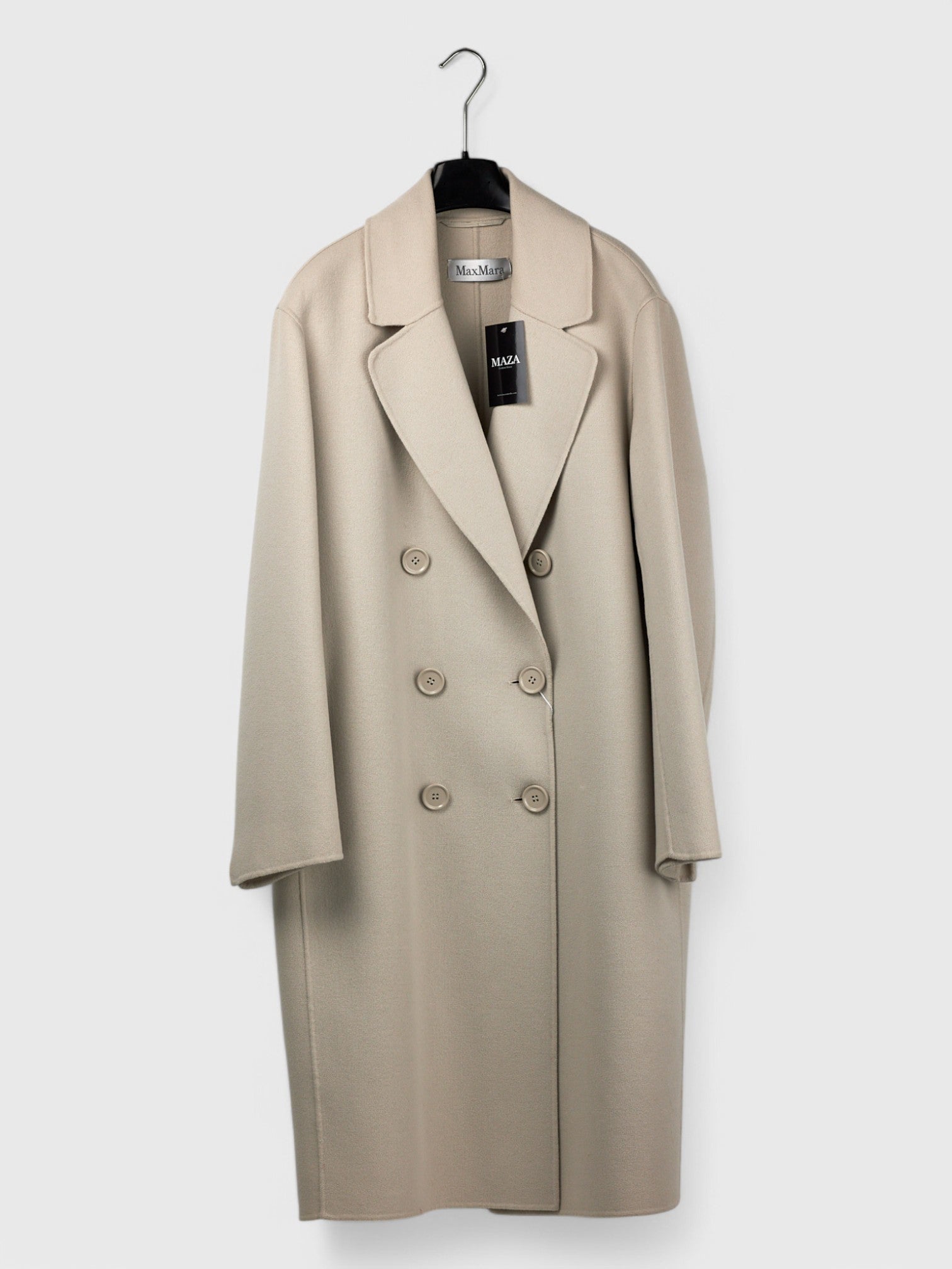 Light ecru wool angora spring car coat Italian designer luxury size 50 front view